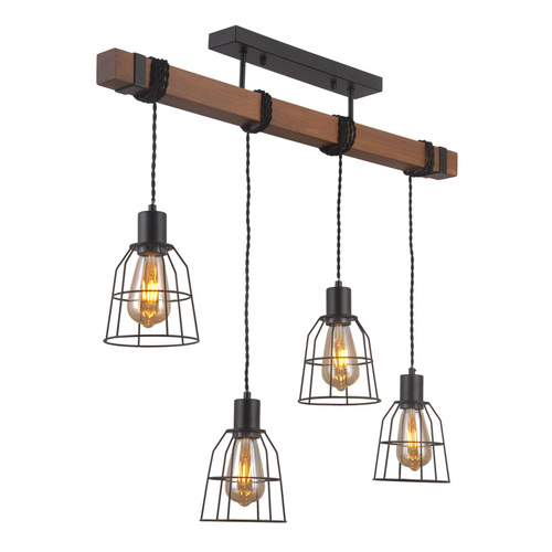 Check Italux Reda Black Matt 4-Light E27 Pendant Lamp PND-4793-4-L