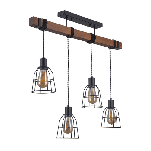 Check Italux Reda Black Matt 4-Light E27 Pendant Lamp PND-4793-4-L