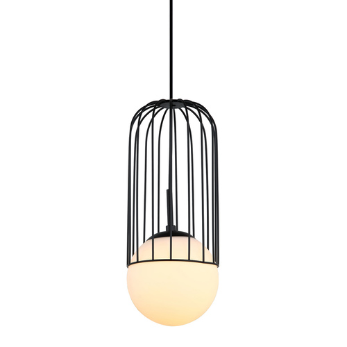 Check Italux Black Steel Glass Pendant Light E27 15 cm MDM-3939/1 BK