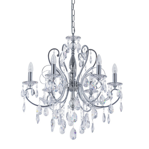 Check Italux Crystal Chrome 6-Light E14 Chandelier 64 cm MD72709-6A