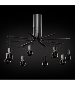 Ramko 8-Light Black Industrial Loft Ceiling Lamp 60W E27 67929 small 1