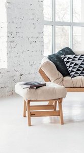 WoodMan Allegro Cream Beech Wood Pouffe 00485-1 small 1