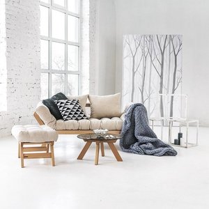 WoodMan Allegro Cream Beech Wood Pouffe 00485-1 small 2