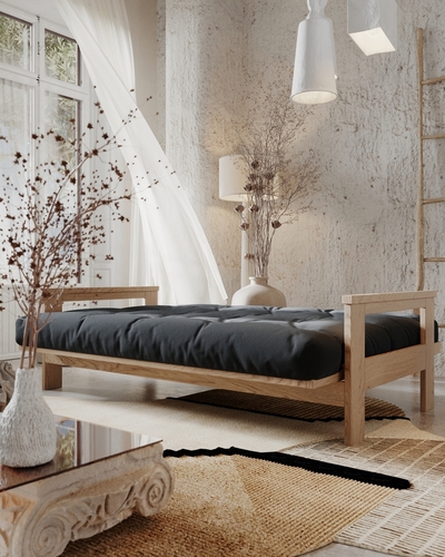Check WoodMan Mexico Sofa Bed Graphite Beech Wood 210x105 cm 100626