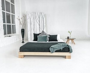 WoodMan Cube Double Bed 160x200 Raw Wood Japanese Style WUA-01067 small 0