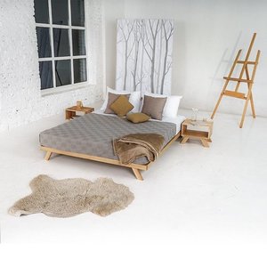 WoodMan Allegro Double Bed 160x200 Beech Wood Chocolate Lacquered WUA-00797 small 1