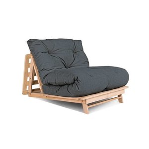 WoodMan Layti 90 Futon Sofa Bed with Mattress, Beech Wood, Graphite, WUA-00886 small 0