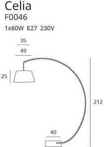 Floor Lamp Max Light Celia F0046 Black E27 60W 212 cm small 2