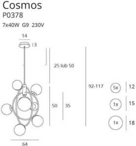 Pendant Light Max Light Cosmos P0378 Gold 7-Light G9 64 cm 1 Pendant Light Max Light Cosmos P0378 Gold 7-Light G9 64 cm small 1
