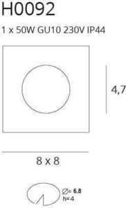 Recessed Luminaire Max Light Square H0092 White GU10 IP44 8x8 cm small 1