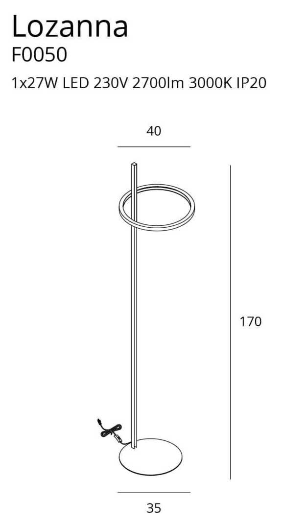 View Floor Lamp Max Light Lozanna F0050 Gold LED 170 cm Floor Lamp Max Light Lozanna F0050 Gold LED 170 cm