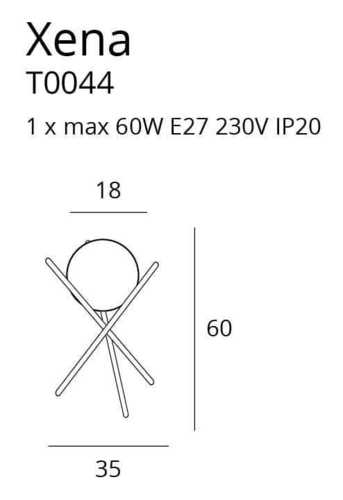 Check Desk Lamp Max Light Xena T0044 Brass Metal White Glass E27 60 cm