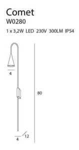 Wall Light Max Light Comet W0280 Black LED 80 cm Indoor small 2