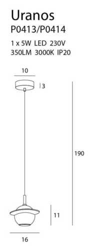Check Pendant Light Max Light Uranos P0414 Black Gold Marble 16 cm LED 5W 3000K