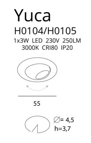 Check Recessed Luminaire Max Light Yuca Round Tilted H0104 White 3000K 3W LED