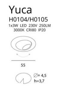 Recessed Luminaire Max Light Yuca Round Tilted H0104 White 3000K 3W LED small 1