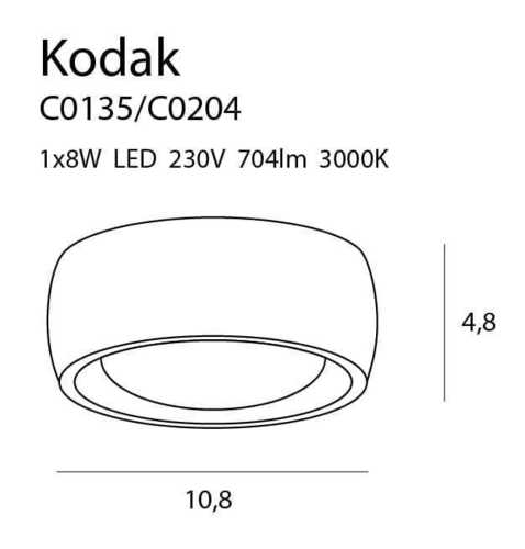 Check Plafon Max Light KODAK C0204 LED 7,7W 3000K czarny 10,8 cm