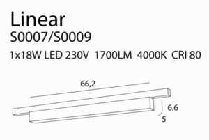 Track light Max Light LINEAR S0007 black LED 18W 4000K 66.2 cm small 1