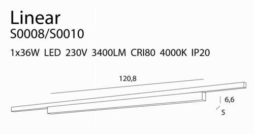Check Track Light Max Light Linear S0008 LED 36W 4000K Black 120.8 cm
