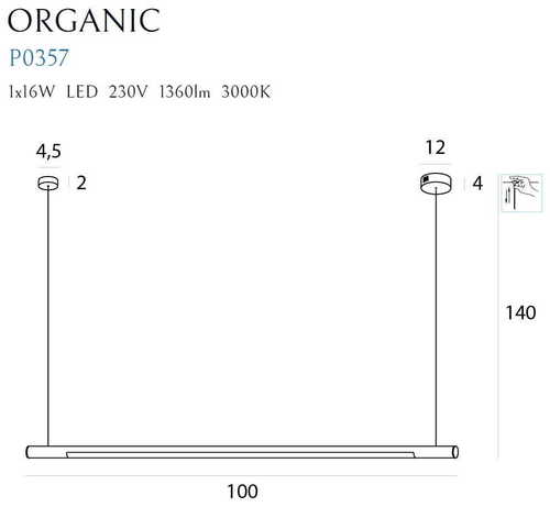 Check Pendant Light Max Light Organic Horizon P0357D White LED 100 cm Dimmable