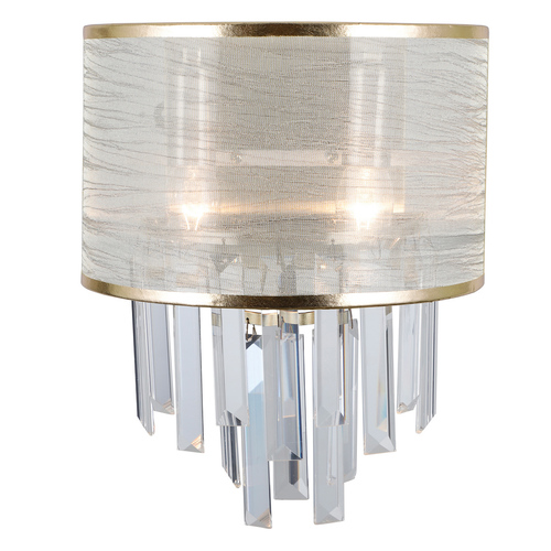 Check Italux Brass Crystal Fabric Wall Sconce E14 2-Light WL-45660-2