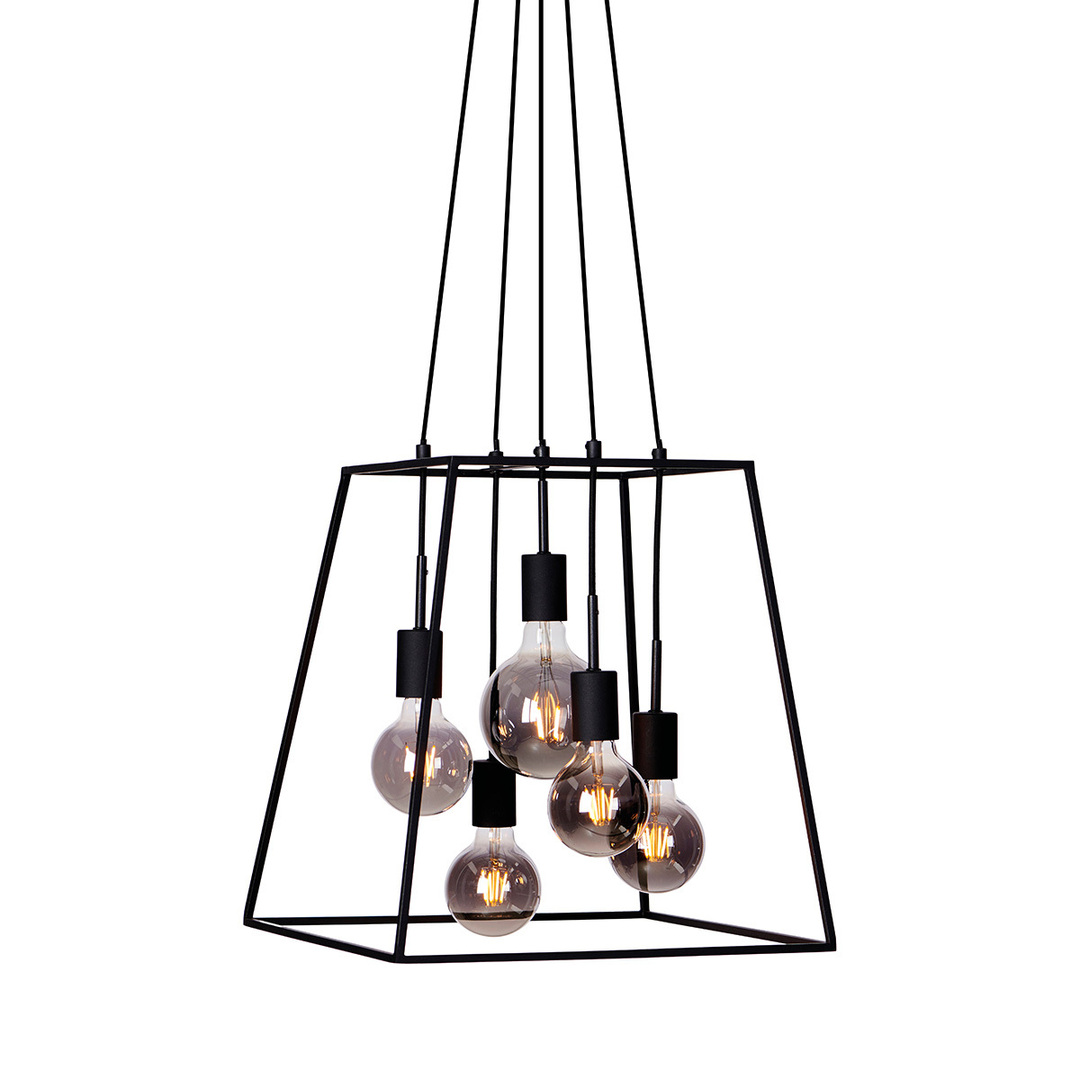 Italux Almodovi 5-Light Black Steel Retro Pendant Light PND-11532-5-BL