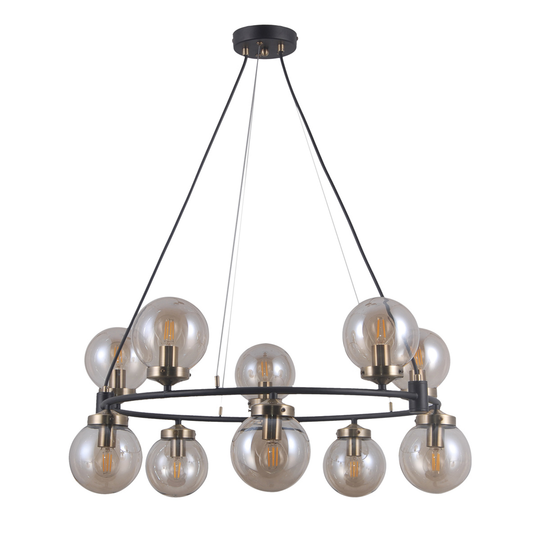 Pendant Light Italux Galvez Black Amber 10-Light E14 PND-28622-10A
