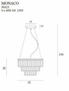 Max Light Monaco P0423 gold pendant light, 9 × G9, 42 cm small 1
