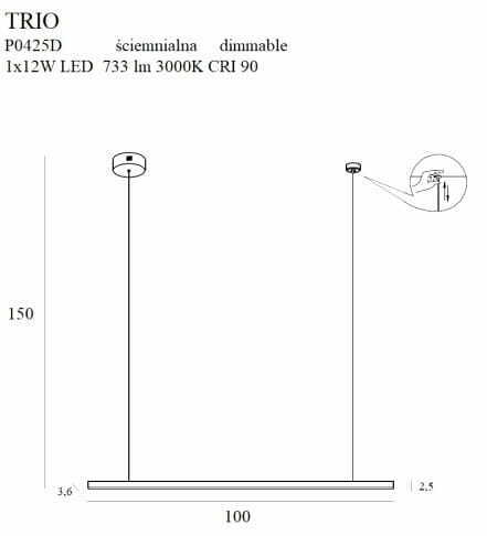 Display Pendant Light Max Light Trio P0425D Gold LED 100 cm Dimmable Pendant Light Max Light Trio P0425D Gold LED 100 cm Dimmable