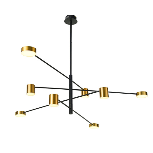 Check Pendant Light Italux Black Gold LED 8x36W 3000K 138.8 cm PND-16374-8-BK-GD-3K