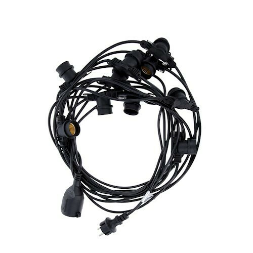 View Black garden garland 12m, 10 IP65 holders Black garden garland 12m, 10 IP65 holders