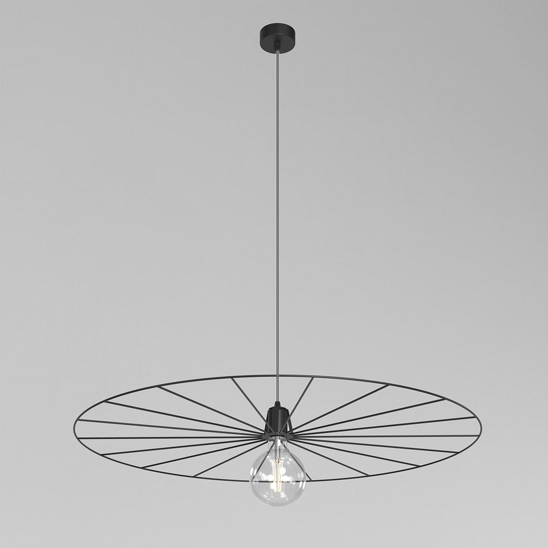 RUEDA YD 900 hanging max. 1x60W, E27, 230V, silver wire, deep black (mat structure) RAL 9005