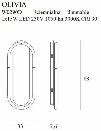 Check Wall Light Max Light Olivia W0290D Gold LED 83 cm Dimmable