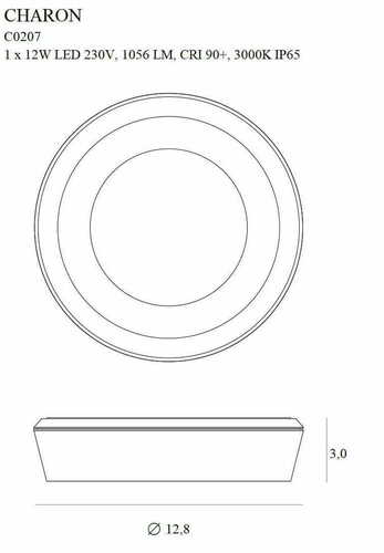 Check Plafon Max Light Charon C0207 biały LED 11W 3000K IP65 12,8 cm