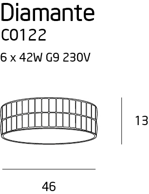 Check Plafon Max Light Diamante C0122 chrom 6xG9 46 cm kryształowy
