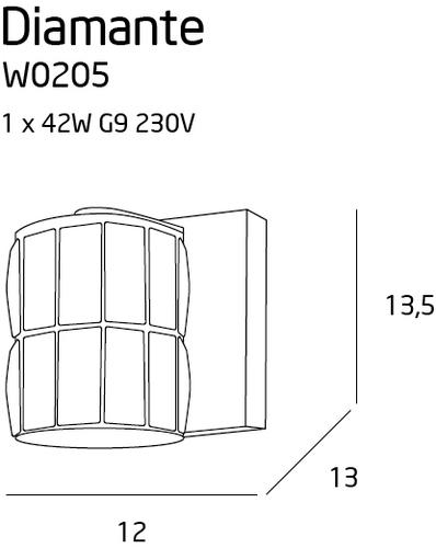 Check Wall Light Max Light Diamante I W0205 Chrome Glass Metal G9 42W