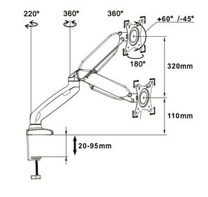 Desktop monitor mount - gas spring 17-27" - sale small 9