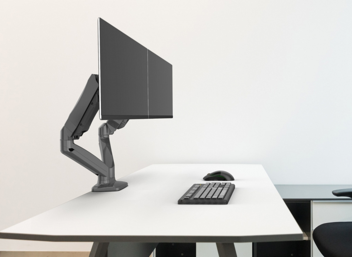 Display Desk holder for two monitors - gas spring - 13-32" Desk holder for two monitors - gas spring - 13-32"