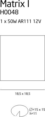 Check Recessed Luminaire Max Light Matrix H0048 Black Metal AR111 1x50W