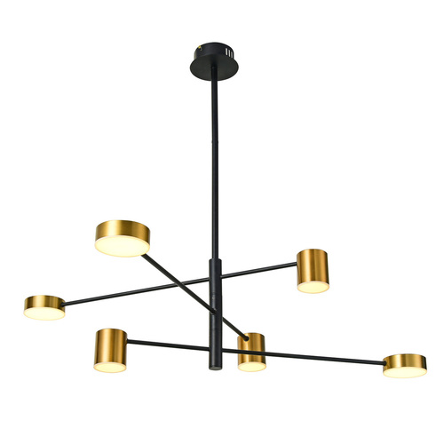 Check Italux Remdal 6-Light Gold LED Pendant Lamp 4000K 98.9 cm PND-16374-6-BK-GD-4K