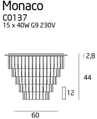 Check Plafon Max Light Monaco C0137 chrome metal glass 15x40W 60 cm
