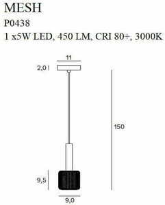 Pendant Light Max Light Mesh P0438 Gold Black 9 cm LED 5W 3000K 2 Pendant Light Max Light Mesh P0438 Gold Black 9 cm LED 5W 3000K small 2