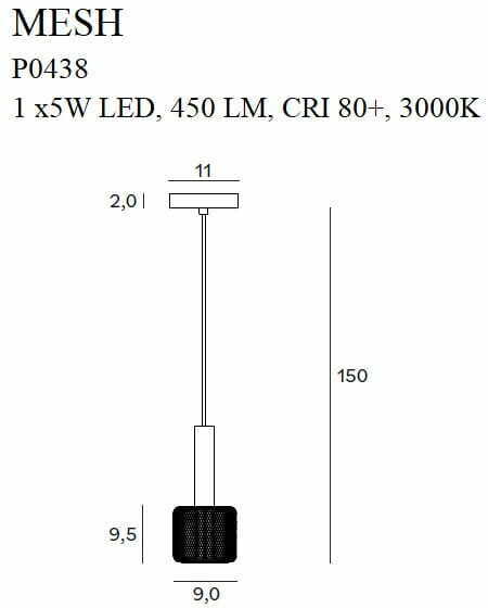 Preview Pendant Light Max Light Mesh P0438 Gold Black 9 cm LED 5W 3000K Pendant Light Max Light Mesh P0438 Gold Black 9 cm LED 5W 3000K