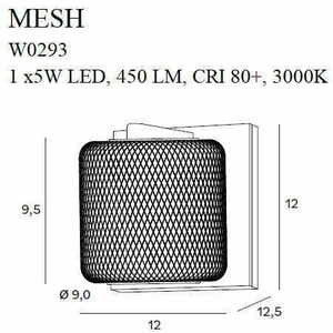 Indoor Wall Light Max Light Mesh W0293 Gold 12x12 cm 3000K small 2