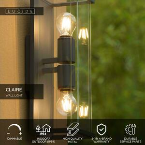 Lucide CLAIRE Outdoor Wall Light Anthracite Glass 2xE27 IP54 27883/02/30 small 5