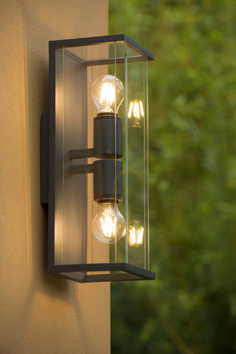 Check Lucide CLAIRE Outdoor Wall Light Anthracite Glass 2xE27 IP54 27883/02/30