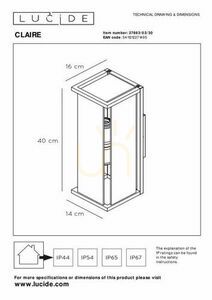 Lucide CLAIRE Outdoor Wall Light Anthracite Glass 2xE27 IP54 27883/02/30 small 4