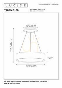 Lucide Talowe White LED Pendant Light 60 cm 3000K 46400/42/31 small 4