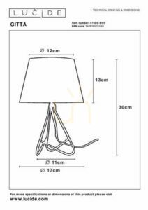 Table lamp Lucide Gitta copper with white shade E14 30 cm 47500/81/17 small 3