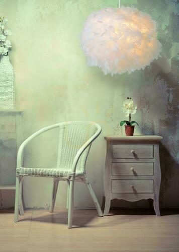 Check Lucide GOOSY SOFT 71367/50/31 white feather pendant light Ø50 cm E27 max 40 W